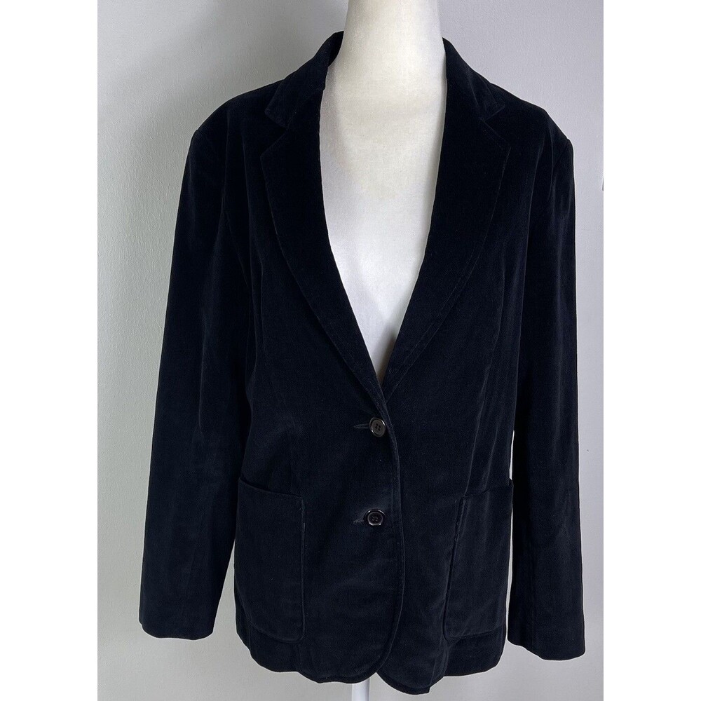Vintage Womens Velvet Blazer Jacket 14 Black Witchy Goth Y2K Grunge Academic